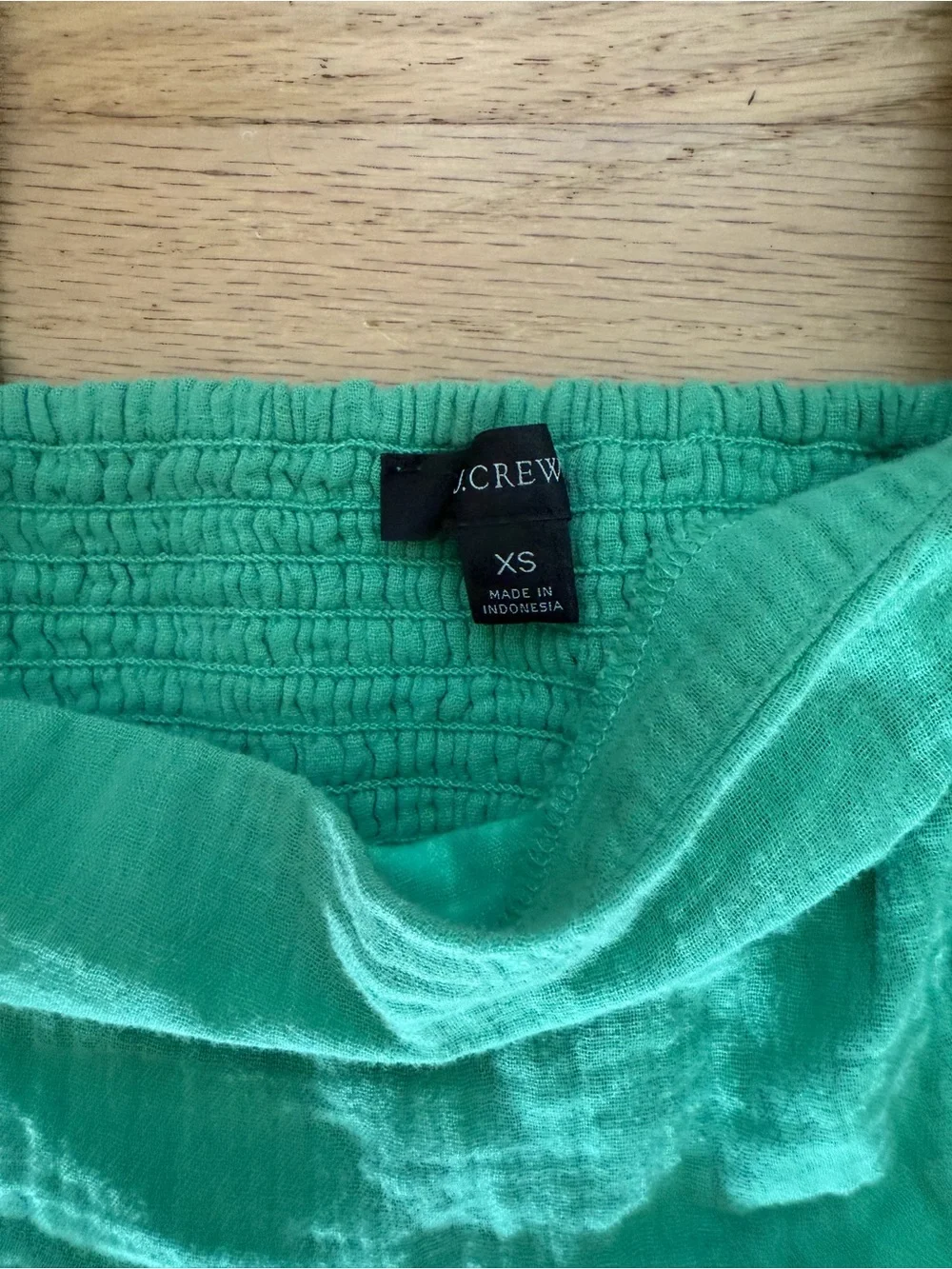 J Crew XS Green Square Neck Puff Sleeve Long Sleeve Dress 100% Cotton